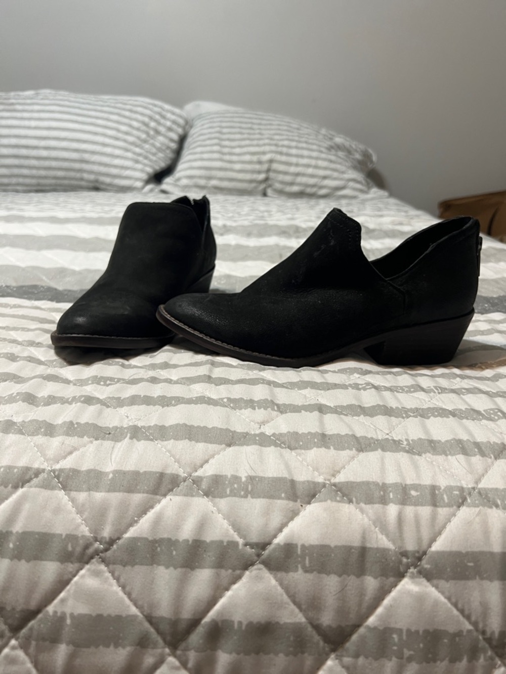 Lucky Brand Black Suede Ankle Booties with Low Heel